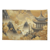 Chinees schilderij Faux Golden Dripping Monogramme Kussensloop (Achterkant)