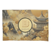 Chinees schilderij Faux Golden Dripping Monogramme Kussensloop (Voorkant)