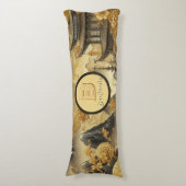 Chinees schilderij Faux Golden Dripping Monogramme Lichaamskussen (Voorkant Verticaal)