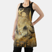 Chinees schilderij Faux Golden Dripping Monogramme Schort (Insitu)