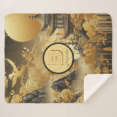 Chinees schilderij Faux Golden Dripping Monogramme Sherpa Deken (Voorkant (horizontaal))
