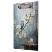 Chinees schilderij met blauwe vogels en bloemen klembord (Links)