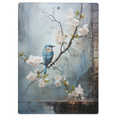 Chinees schilderij met blauwe vogels en bloemen klembord (Achterkant)