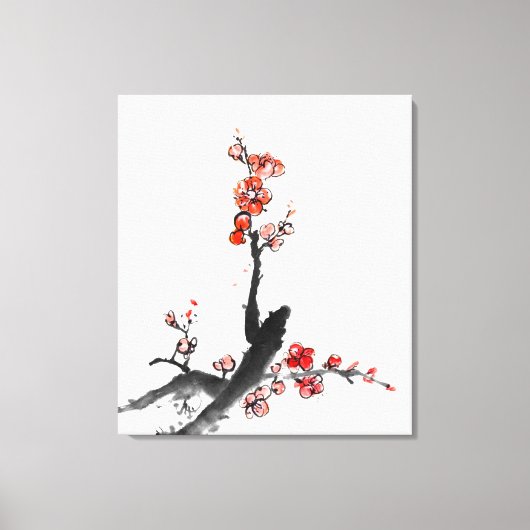 Chinees schilderij van bloemen, bloesem canvas afdruk (Voorkant)