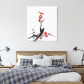 Chinees schilderij van bloemen, bloesem canvas afdruk (Insitu (Slaapkamer))