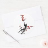 Chinees schilderij van bloemen, bloesem ronde sticker (Envelop)