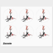 Chinees schilderij van bloemen, bloesem ronde sticker (Vel)