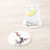 Chinees schilderij van bloemen, bloesem zandsteen onderzetter (Zijkant)