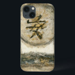 Chinees schilderij van Mauro iPhone 13 Hoesje<br><div class="desc">Dit schilderij van de kunstenaar Mauro laat een Chinees personage zien dat in een cirkel is ingesloten. Het woord rust is onderaan het stuk geschreven. Geef deze afdruk als cadeau aan iedereen die een beetje rust in hun leven nodig heeft!</div>