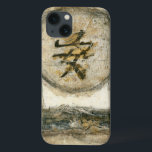 Chinees schilderij van Mauro iPhone 13 Hoesje<br><div class="desc">Dit schilderij van de kunstenaar Mauro laat een Chinees personage zien dat in een cirkel is ingesloten. Het woord rust is onderaan het stuk geschreven. Geef deze afdruk als cadeau aan iedereen die een beetje rust in hun leven nodig heeft!</div>