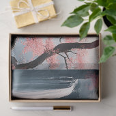 Chinees schilderij Waterval en kersenbloesem Tissuepapier (Geschenk)