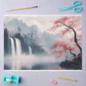 Chinees schilderij Waterval en kersenbloesem Tissuepapier (Craft)
