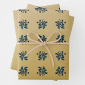 Chinees script ingesteld op goud inpakpapier vel (In situ)