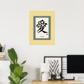 Chinees scrollsymbool voor liefde poster (Thuiskantoor)