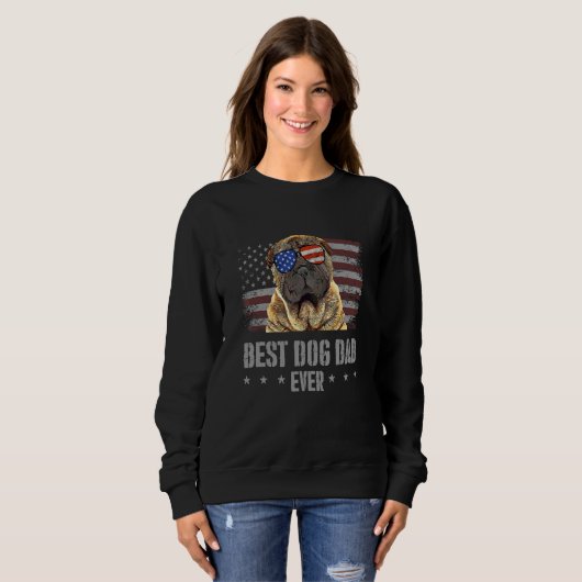 Chinees Shar Pei Best Dog Dad Ever Retro Usa Ameri Trui (Voorkant volledig)