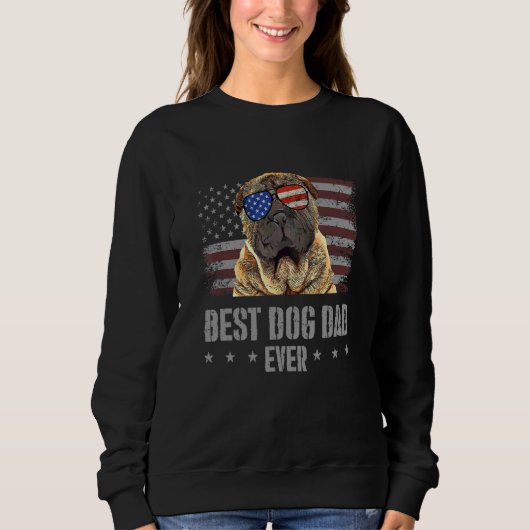 Chinees Shar Pei Best Dog Dad Ever Retro Usa Ameri Trui (Voorkant)