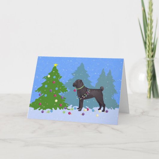 Chinees Shar-Pei Decorteert kerstboombos Feestdagen Kaart (Voorkant)