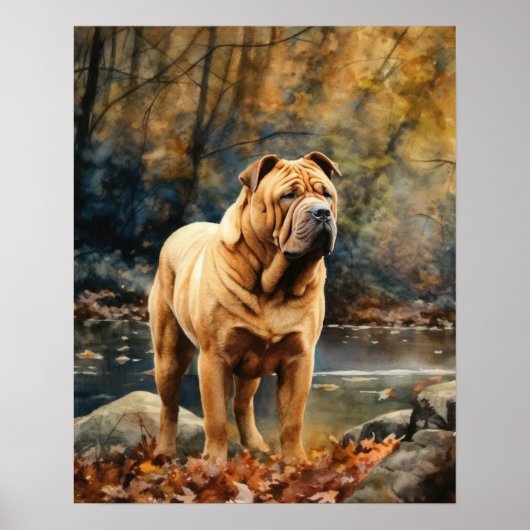 Chinees Shar-Pei Dog Art Print Poster (Voorkant)