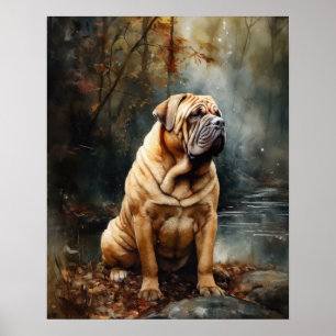 Chinees Shar-Pei Dog Art Print Poster