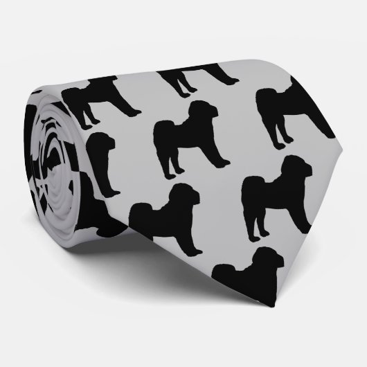 Chinees Shar-Pei Dog Silhouette Stropdas (Opgerold)