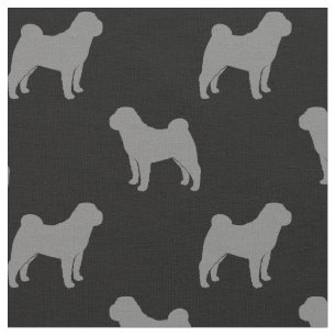 Chinees Shar-Pei Dog Silhouettes gepatterd Stof
