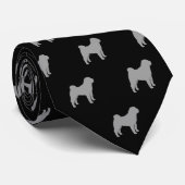 Chinees Shar Pei Dog Silhouettes Patroon Stropdas (Opgerold)