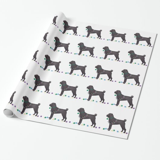 Chinees Shar Pei Feliz Naughty Dog-kerstontwerp Cadeaupapier (Uitgerold)