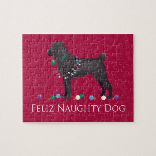 Chinees Shar Pei Feliz Naughty Dog-kerstontwerp Legpuzzel (Horizontaal)