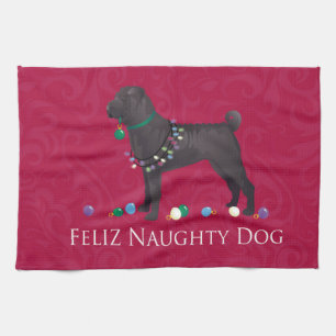 Chinees Shar Pei Feliz Naughty Dog-kerstontwerp Theedoek