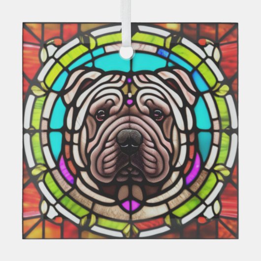 Chinees Shar-Pei "Glas in lood" Glas Ornament (Voorkant)