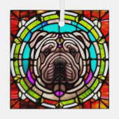 Chinees Shar-Pei "Glas in lood" Glas Ornament (Achterkant)