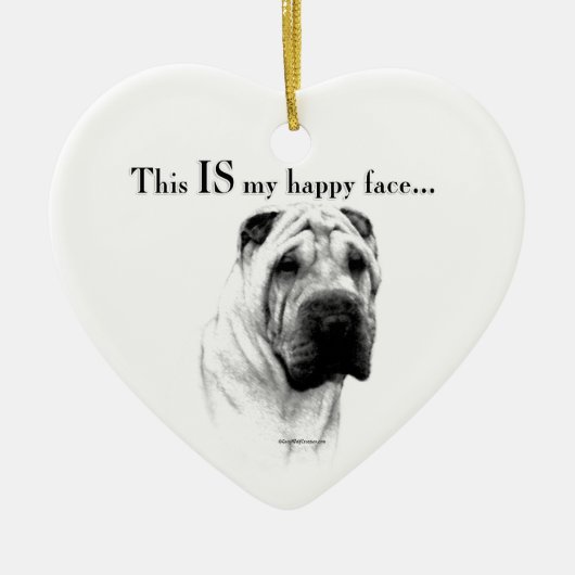 Chinees Shar Pei Happy Face Keramisch Ornament (Voorkant)