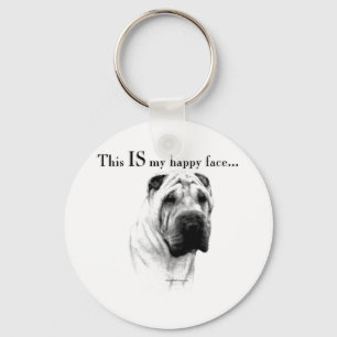 Chinees Shar Pei Happy Face Sleutelhanger