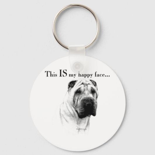 Chinees Shar Pei Happy Face Sleutelhanger (Voorkant)
