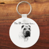 Chinees Shar Pei Happy Face Sleutelhanger (Voorkant)