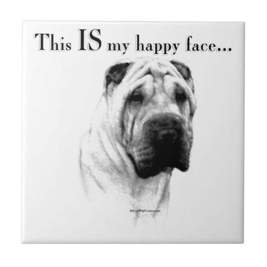 Chinees Shar Pei Happy Face Tegeltje (Voorkant)