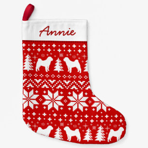 Chinees Shar-Pei Silhouetten Patroon Hondenliefheb Kleine Kerstsok