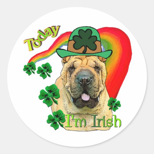 Chinees Shar-Pei St. Patrick's Day Ronde Sticker (Voorkant)