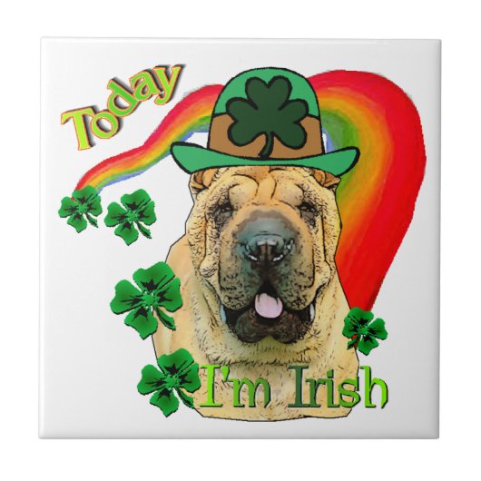Chinees Shar-Pei St. Patrick's Day Tegeltje (Voorkant)