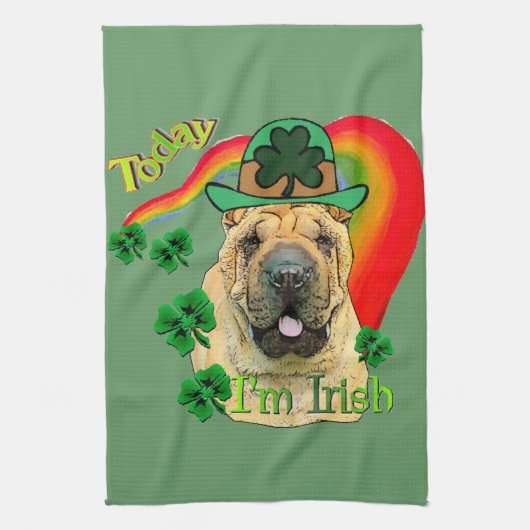 Chinees Shar-Pei St. Patrick's Day Theedoek (Verticaal)