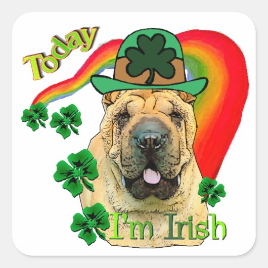 Chinees Shar-Pei St. Patrick's Day Vierkante Sticker (Voorkant)