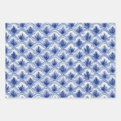 Chinees  Shell Blauw en Wit Patroon Inpakpapier Vel (Voorkant 3)