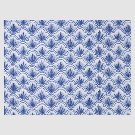 Chinees  Shell Pattern Blue en White Tissuepapier (Voorkant)