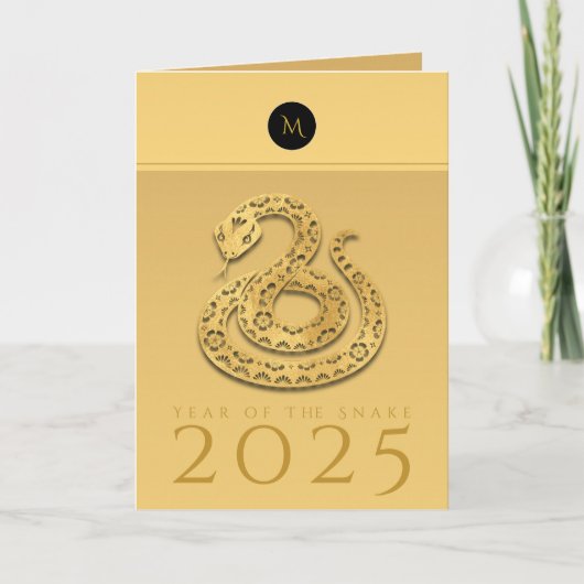 Chinees Slangenjaar 2025 Elegant Monogram VGC Feestdagen Kaart (Voorkant)