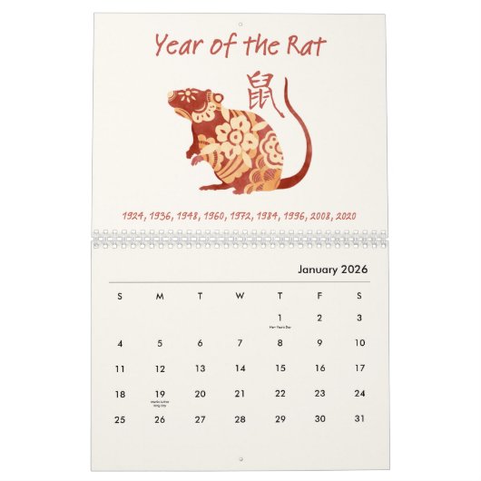 Chinees sterrenbeeld kalender (Jan 2026)