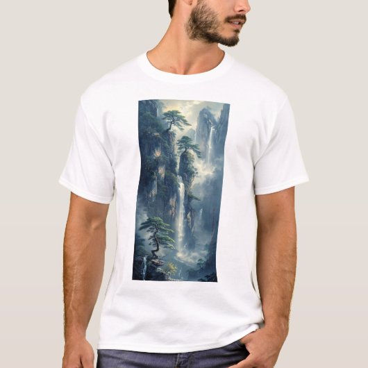 Chinees-stijl oud landschap schilderij T-shirt (Voorkant)