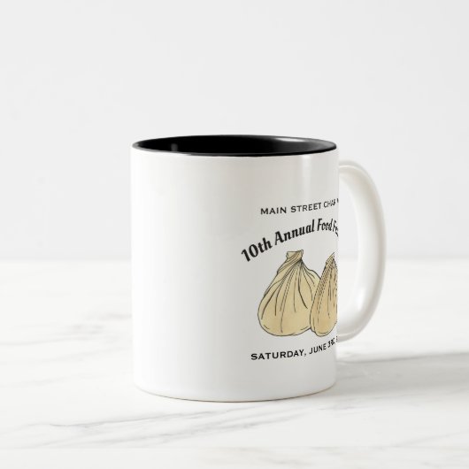 Chinees Sum Shumai Dumplings Food Festival Tweekleurige Koffiemok (Voorkant rechts)