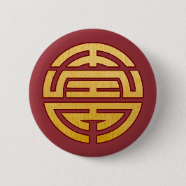 Chinees symbool Shou: Langlevendigheid Ronde Button 5,7 Cm