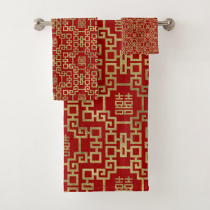 Chinees symbool voor dubbel geluk bad handdoek