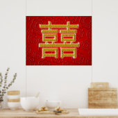 Chinees symbool voor dubbelgeluk poster (Keuken)